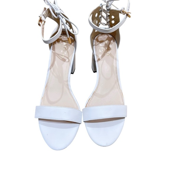 Cole Haan Grand OS off White Block Heel Sandals lace up detail ankle strap 8 - Picture 3 of 11